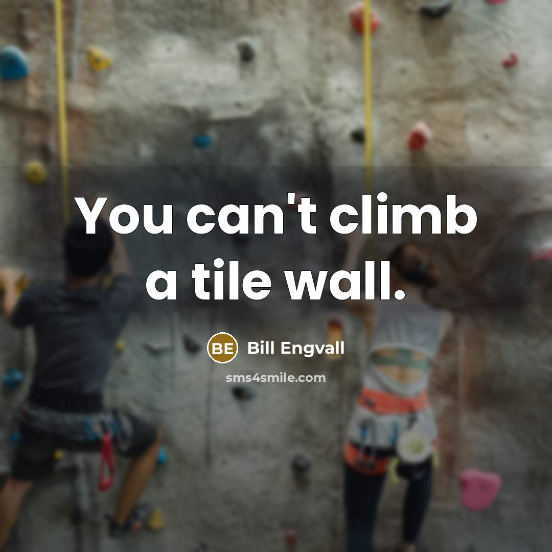 “You can't climb a tile wall.…” quote by Bill Engvall
