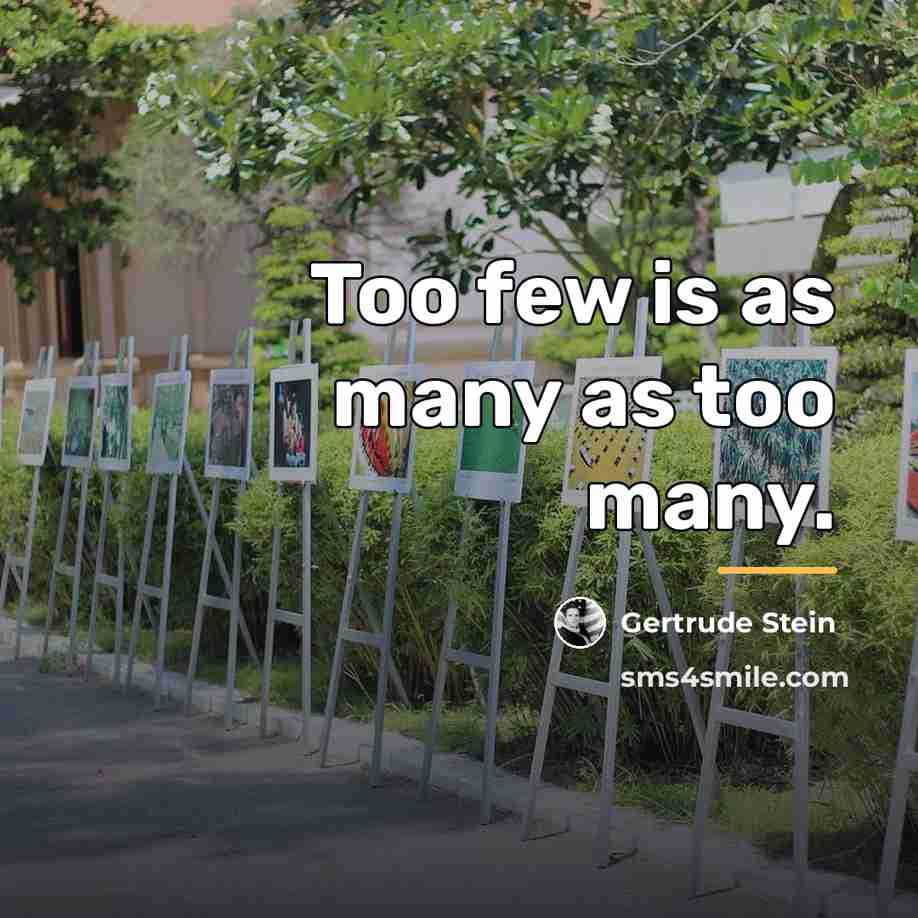 “Too few is as many as too many.…” quote by Gertrude Stein