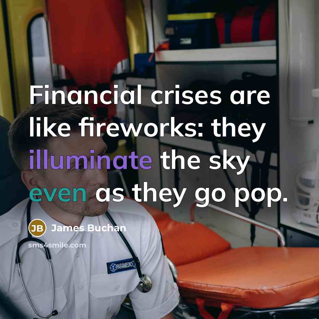 “Financial crises are like fireworks: they illuminate the sky even as they go pop.” quote by James Buchan