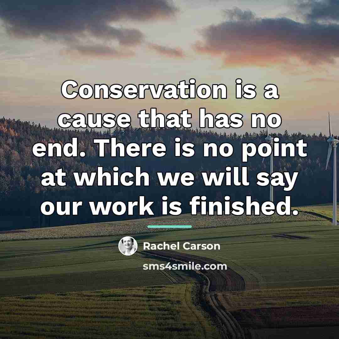 “Conservation is a cause that has no end. There is…” quote by Rachel Carson