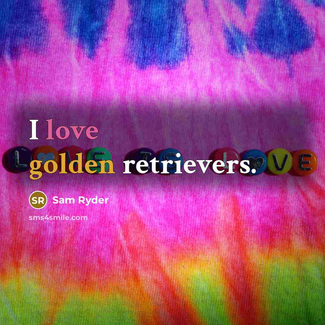 “I love golden retrievers.” quote by Sam Ryder