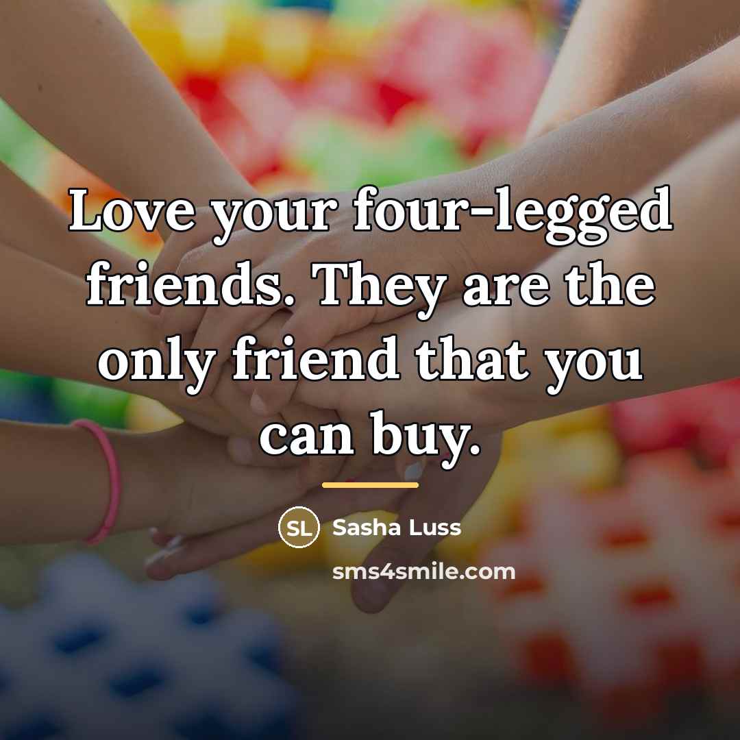 “Love your four-legged friends. They are the only friend that…” quote by Sasha Luss