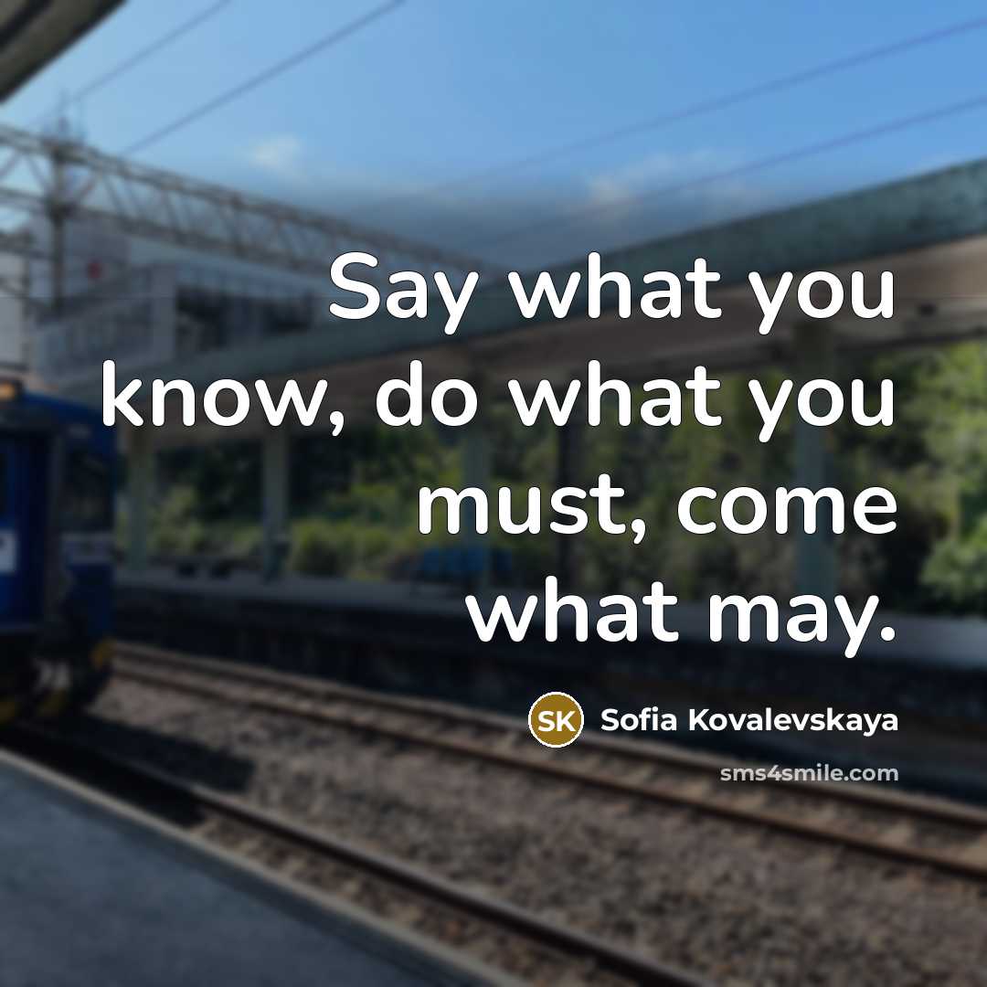 “Say what you know, do what you must, come what…” quote by Sofia Kovalevskaya