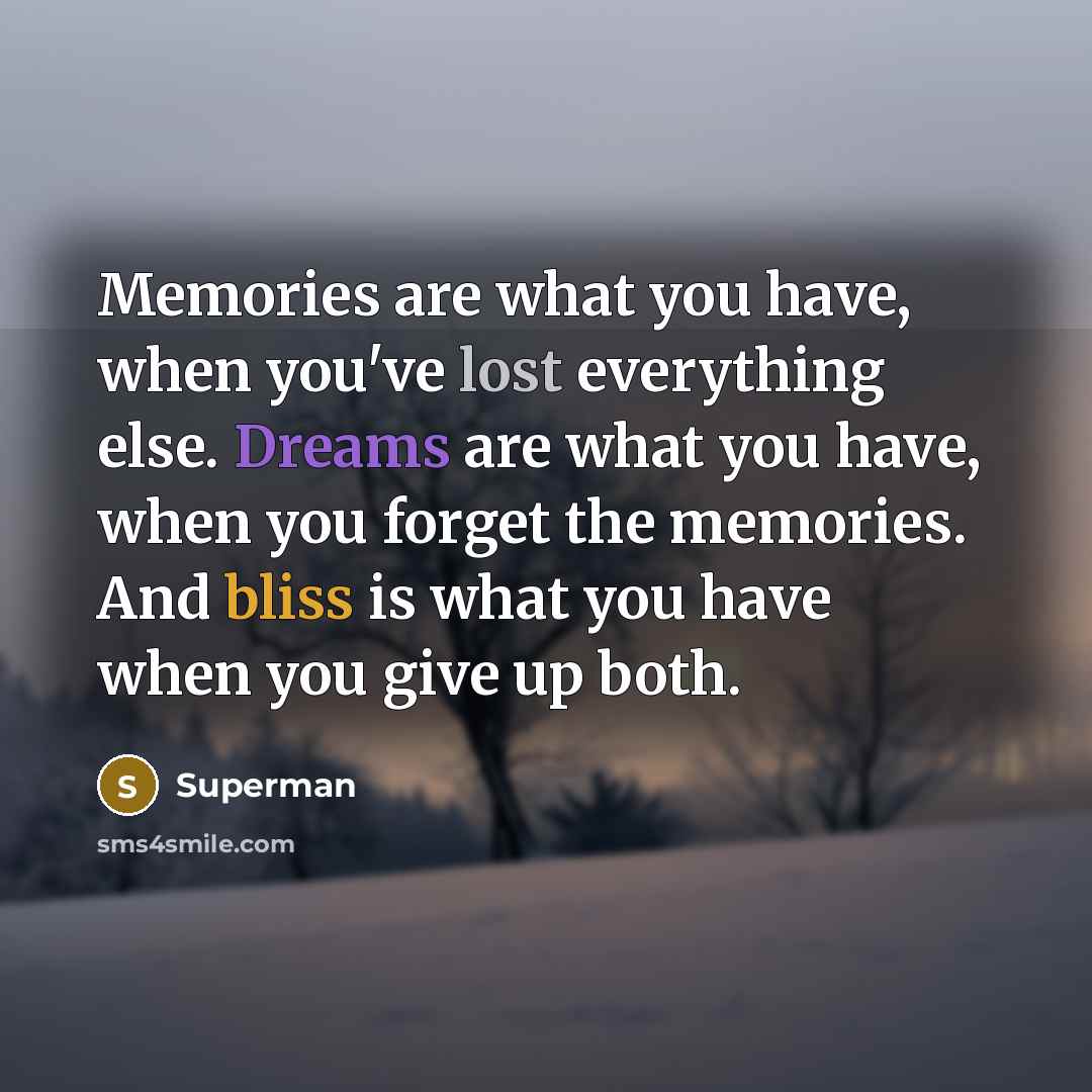 “Memories are what you have, when you've lost everything else.…” quote by Superman