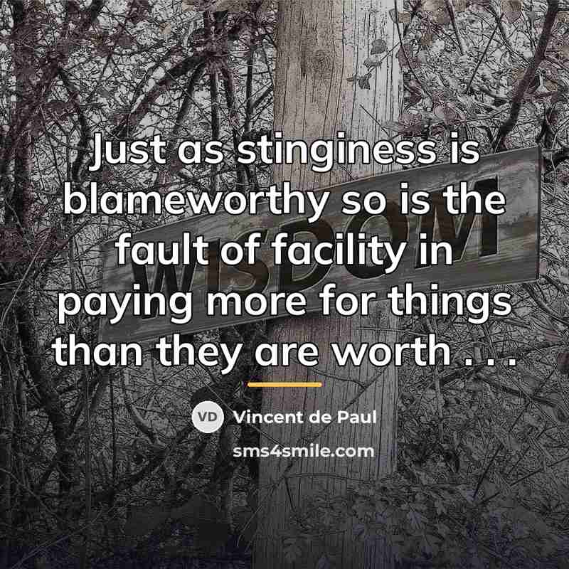 “Just as stinginess is blameworthy so is the fault of…” quote by Vincent de Paul