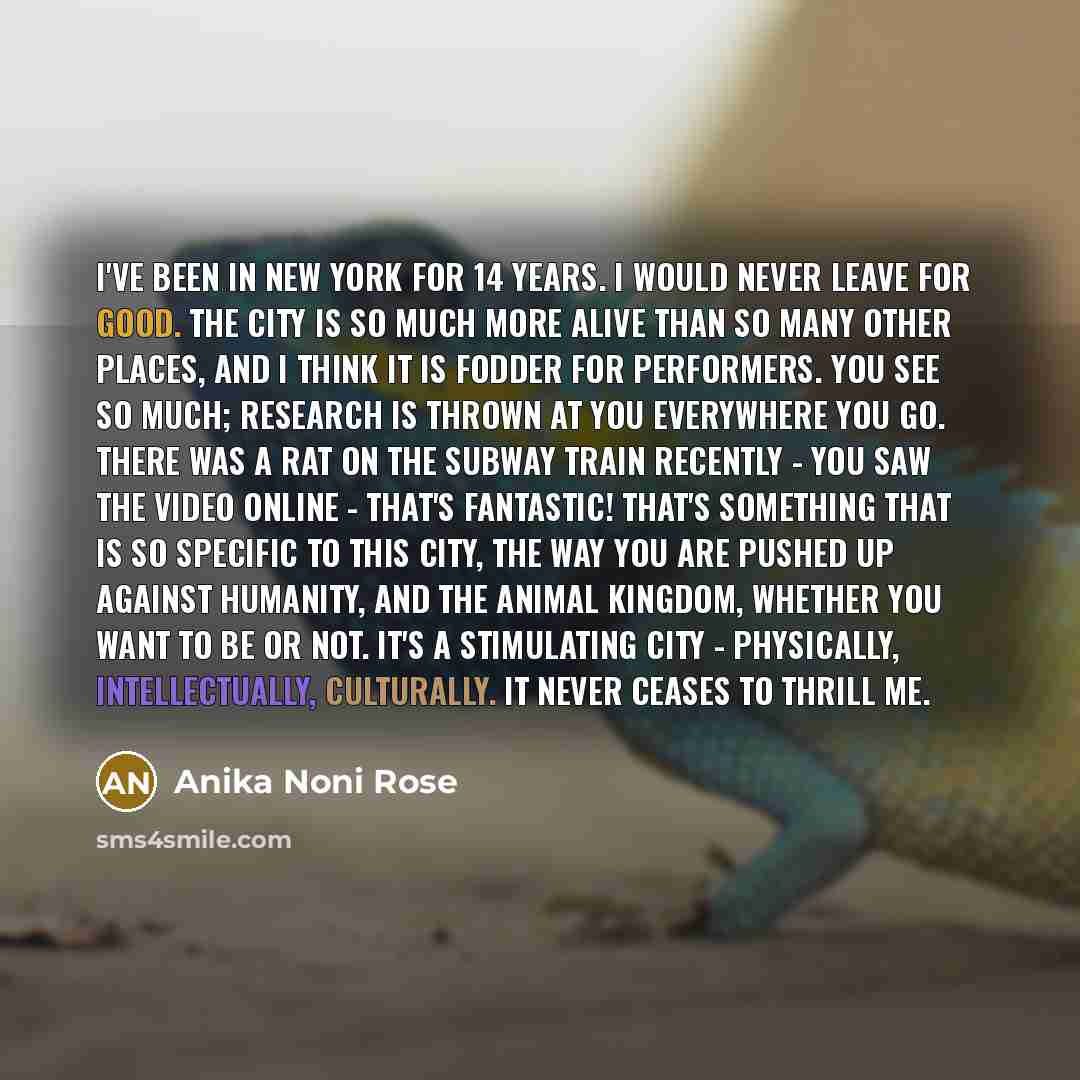 “I've been in New York for 14 years. I would…” quote by Anika Noni Rose