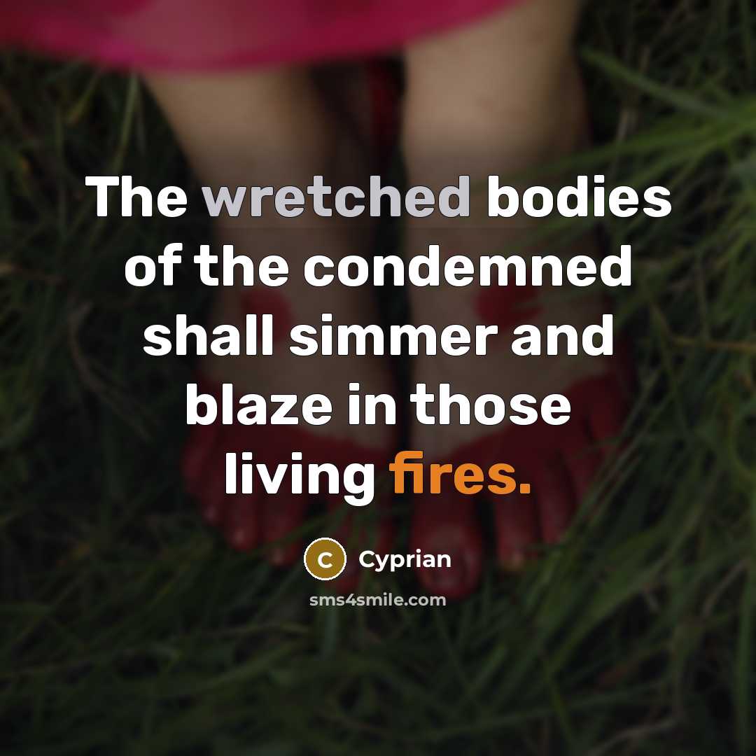 “The wretched bodies of the condemned shall simmer and blaze…” quote by Cyprian