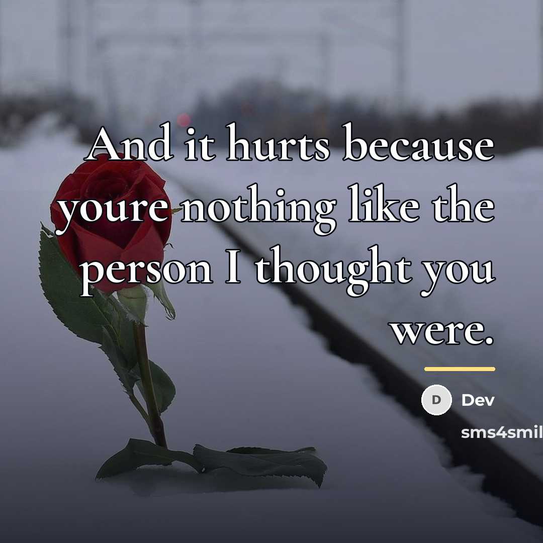 “And it hurts because youre nothing like the person I…” quote by Dev