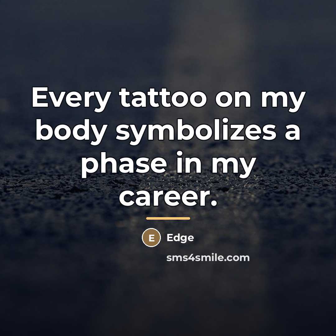“Every tattoo on my body symbolizes a phase in my…” quote by Edge