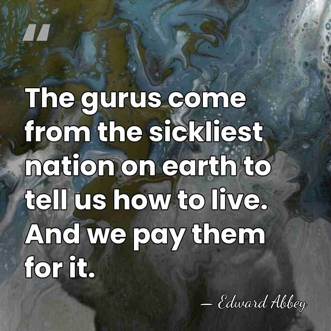 The gurus come from the sickliest nation on earth to tell us&hellip; - Edward Abbey