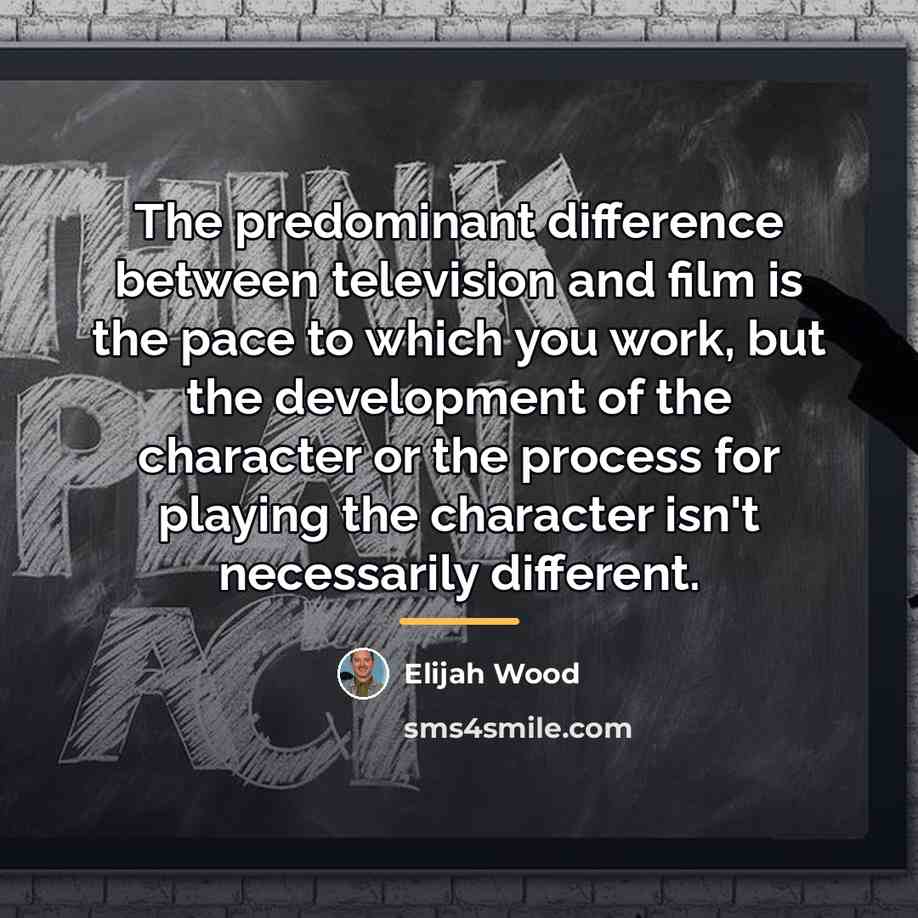 “The predominant difference between television and film is the pace…” quote by Elijah Wood