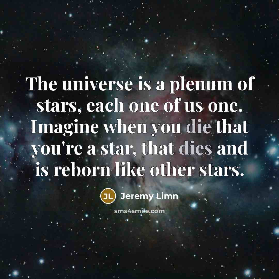 “The universe is a plenum of stars, each one of…” quote by Jeremy Limn