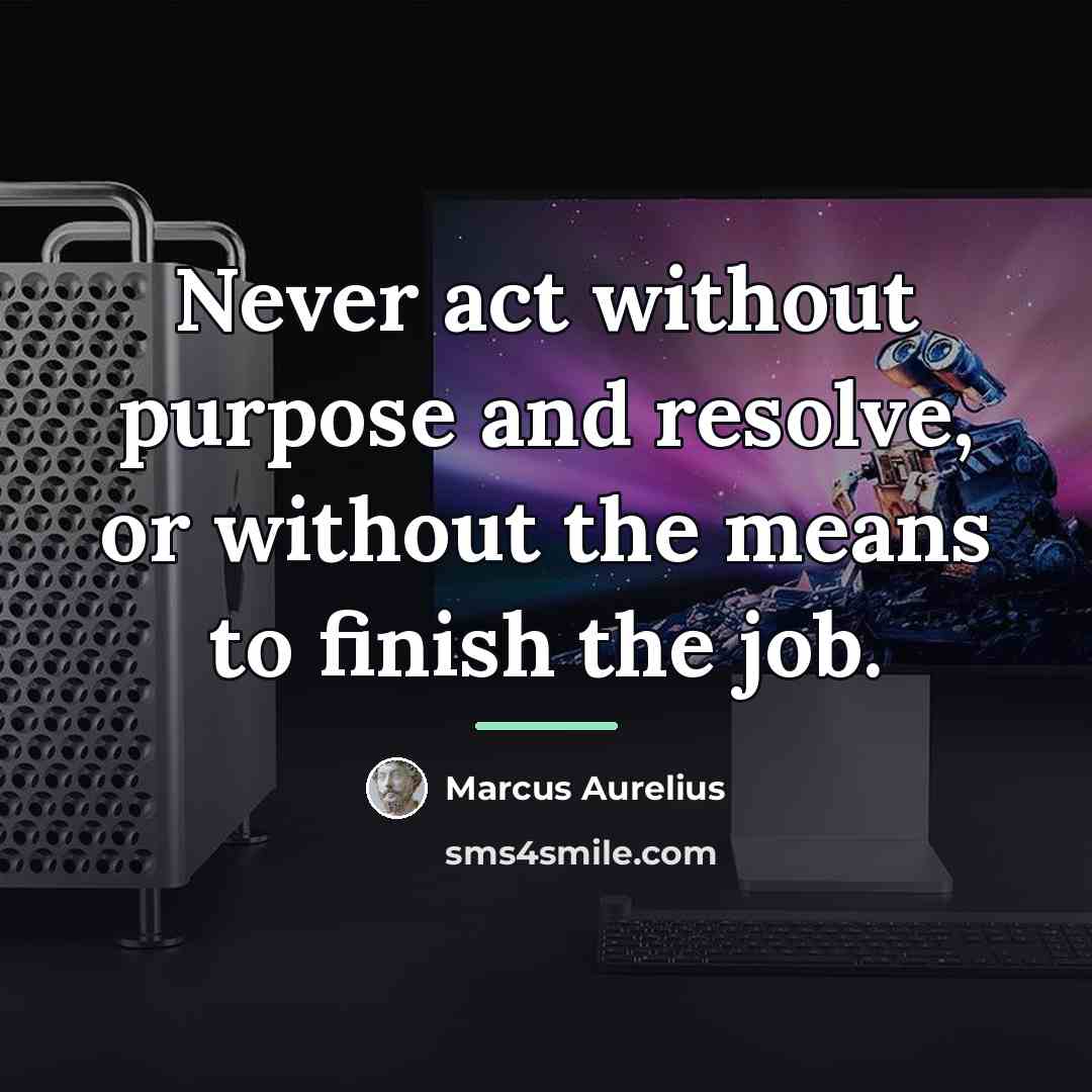 “Never act without purpose and resolve, or without the means…” quote by Marcus Aurelius