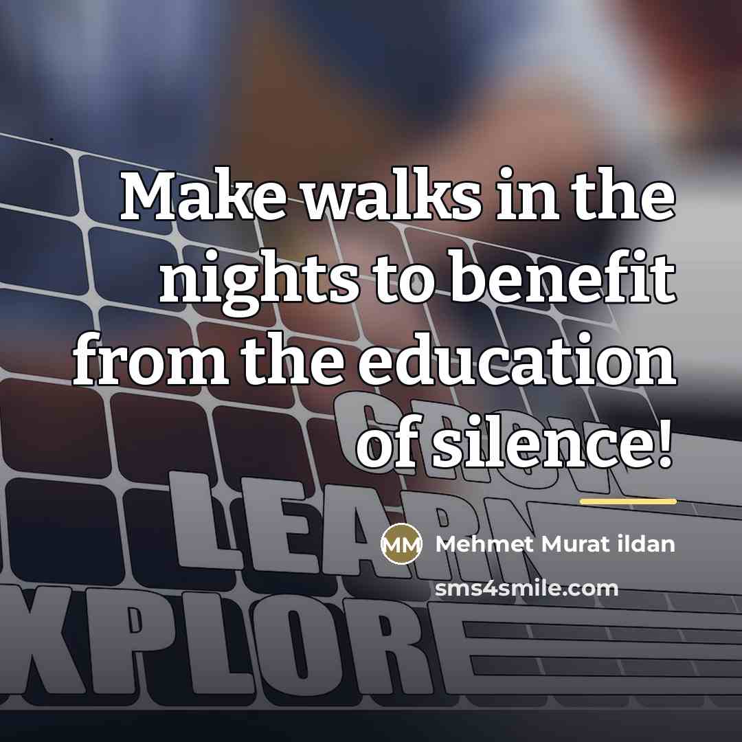 “Make walks in the nights to benefit from the education…” quote by Mehmet Murat Ildan