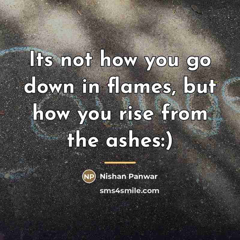 “Its not how you go down in flames, but how…” quote by Nishan Panwar