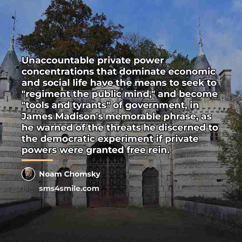 “Unaccountable private power concentrations that dominate economic and social life…” quote by Noam Chomsky