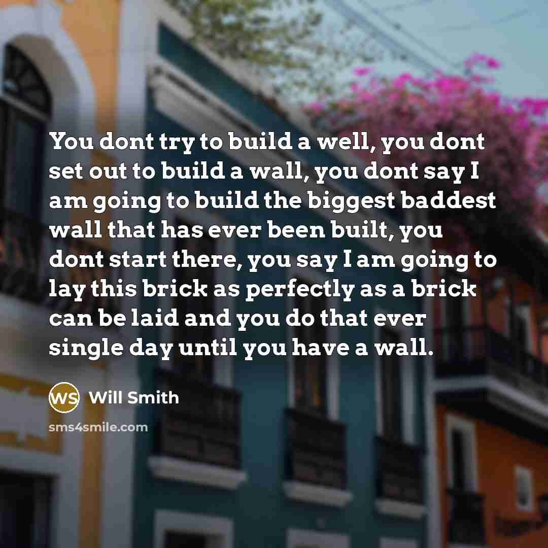 “You dont try to build a well, you dont set…” quote by Will Smith