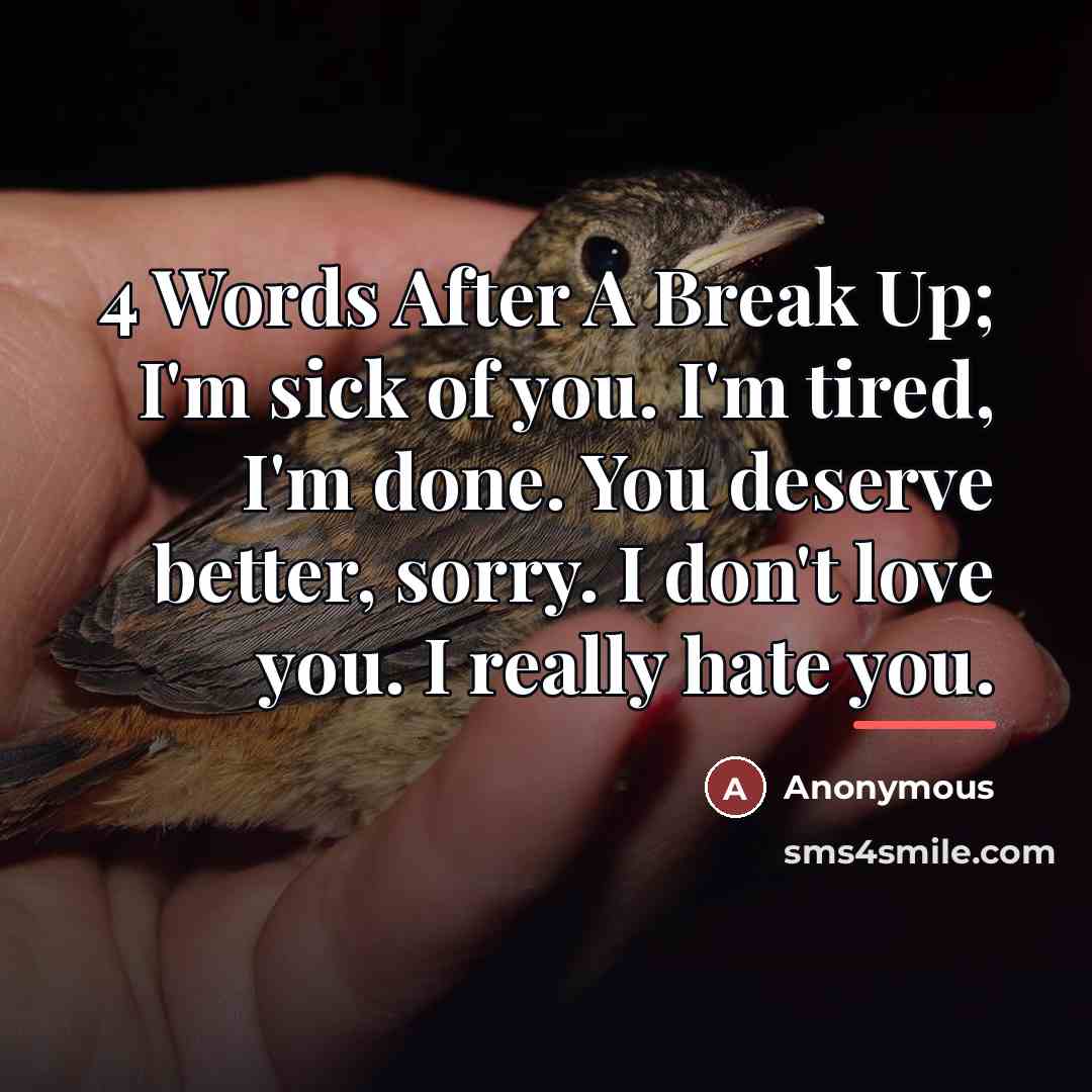 “4 Words After A Break Up; I'm sick of you.…” quote by Anonymous