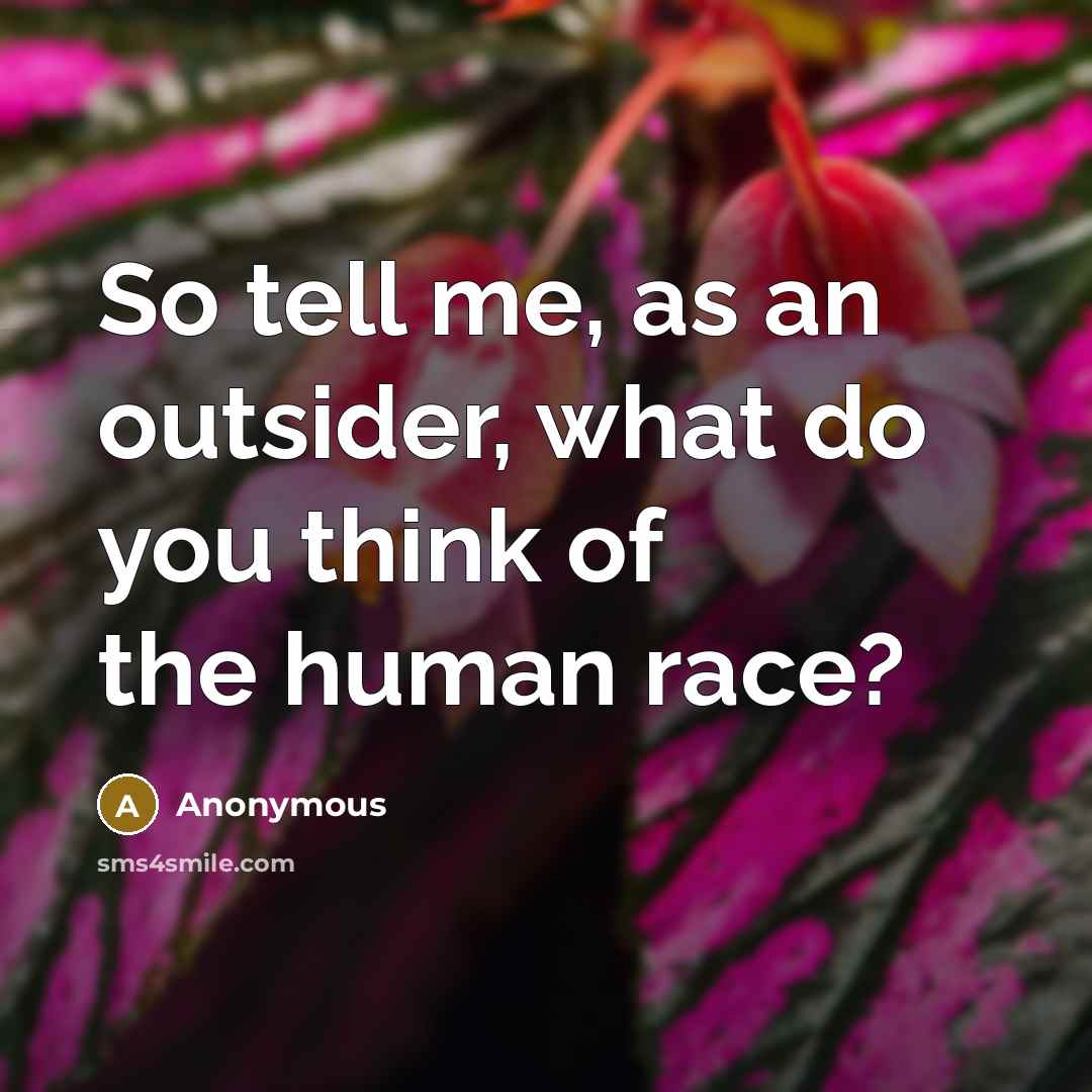 “So tell me, as an outsider, what do you think…” quote by Anonymous