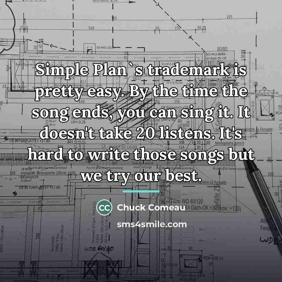 “Simple Plan`s trademark is pretty easy. By the time the…” quote by Chuck Comeau