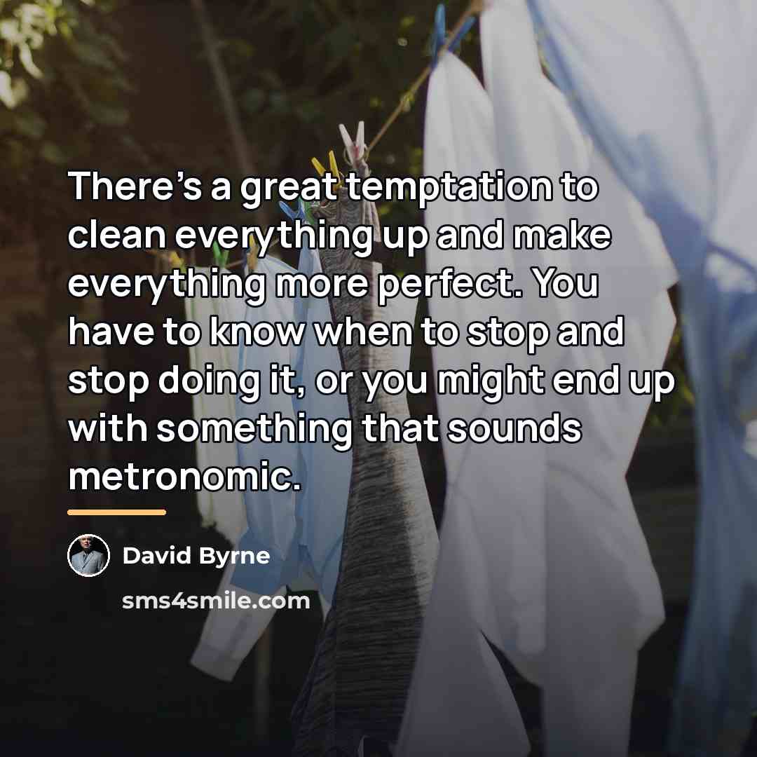 “There's a great temptation to clean everything up and make…” quote by David Byrne