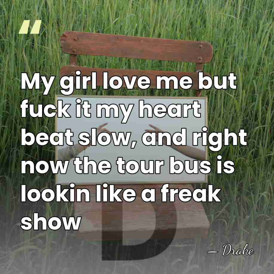 My girl love me but fuck it my heart beat slow, and&hellip; - Drake