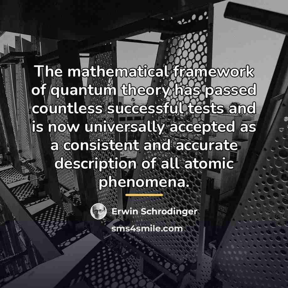 “The mathematical framework of quantum theory has passed countless successful…” quote by Erwin Schrodinger