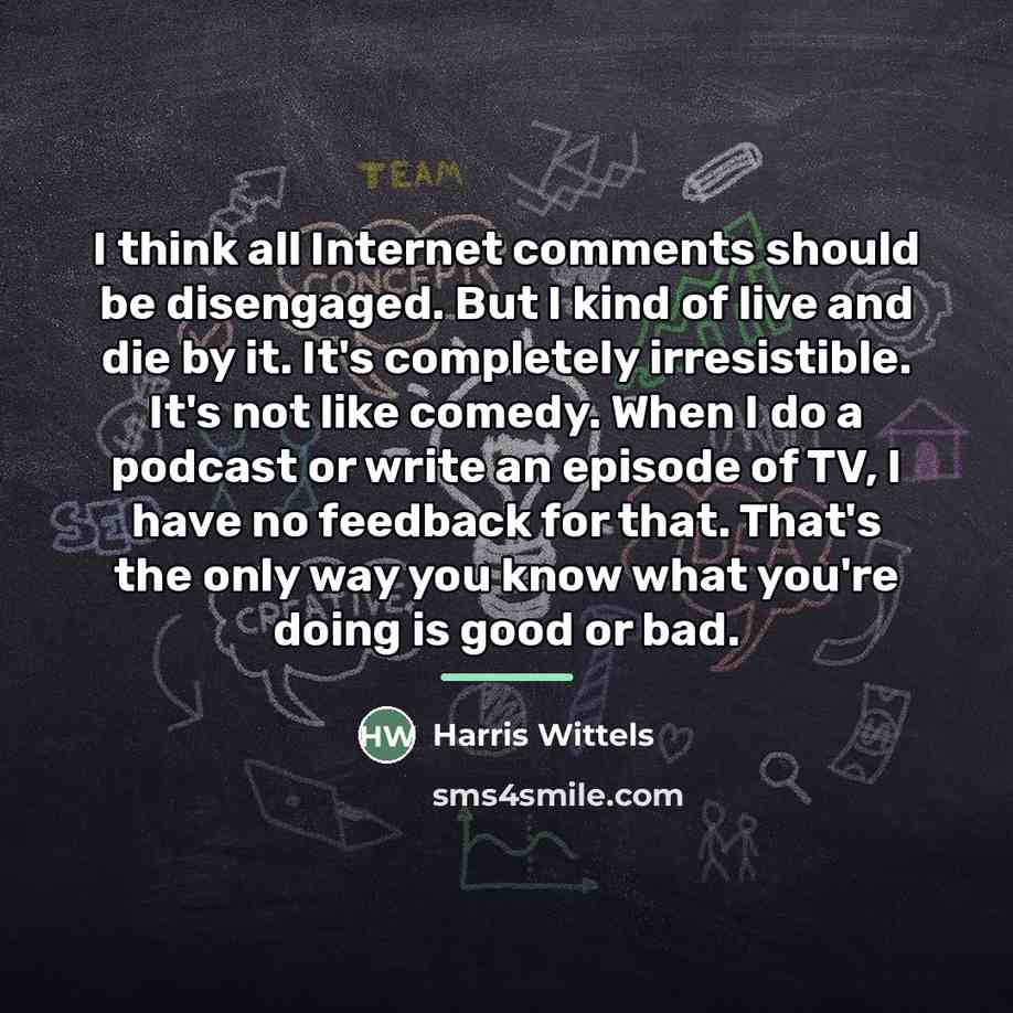 “I think all Internet comments should be disengaged. But I…” quote by Harris Wittels