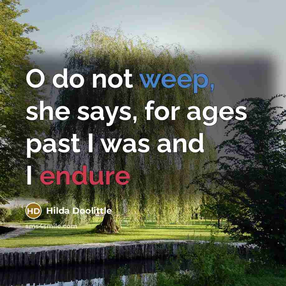 “O do not weep, she says, for ages past I…” quote by Hilda Doolittle