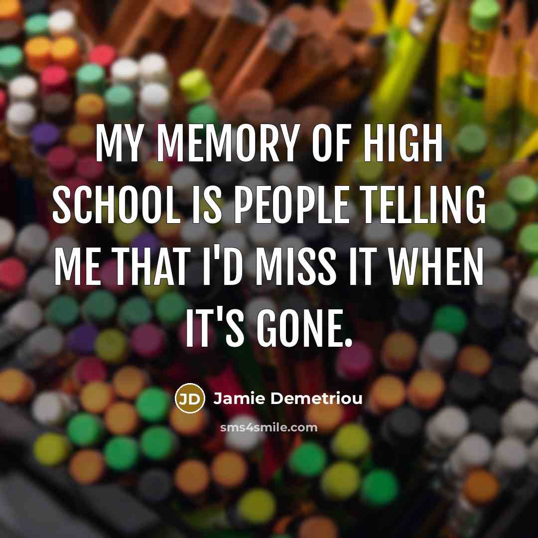 “My memory of high school is people telling me that I'd miss it when it's gone.” quote by Jamie Demetriou