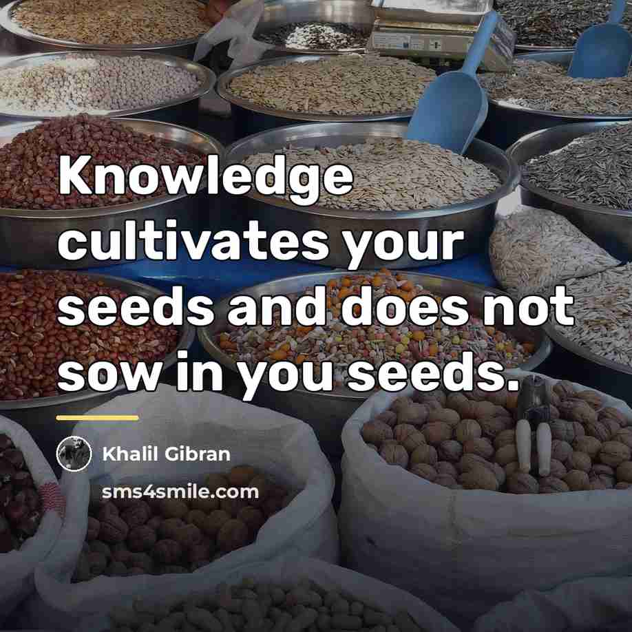 “Knowledge cultivates your seeds and does not sow in you…” quote by Khalil Gibran