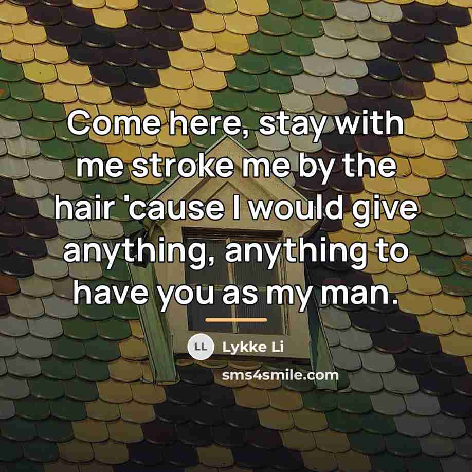 “Come here, stay with me stroke me by the hair…” quote by Lykke Li