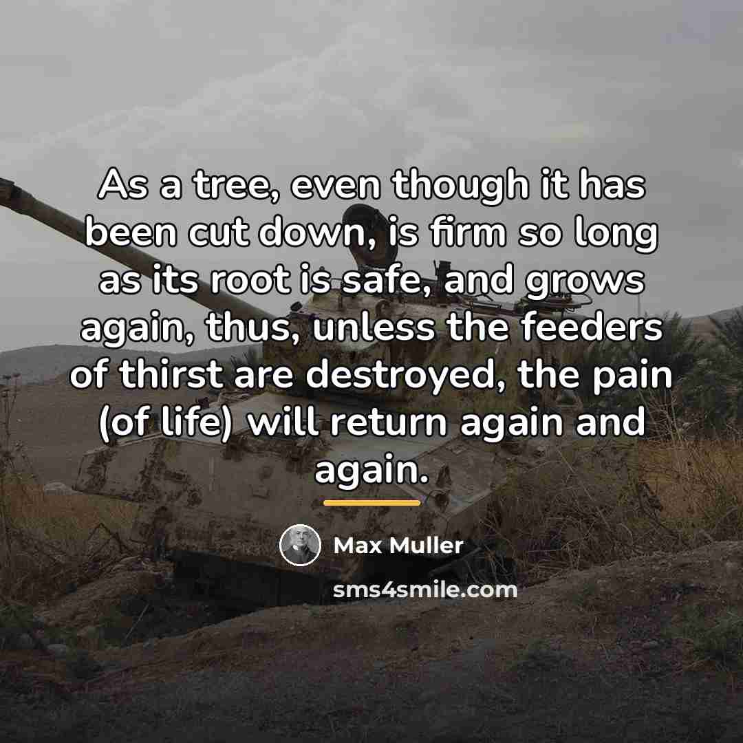“As a tree, even though it has been cut down,…” quote by Max Muller