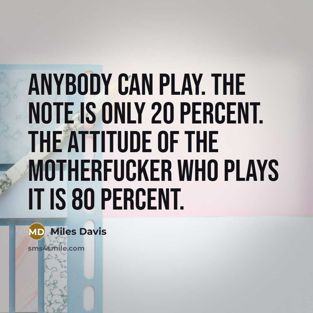 “Anybody can play. The note is only 20 percent. The…” quote by Miles Davis