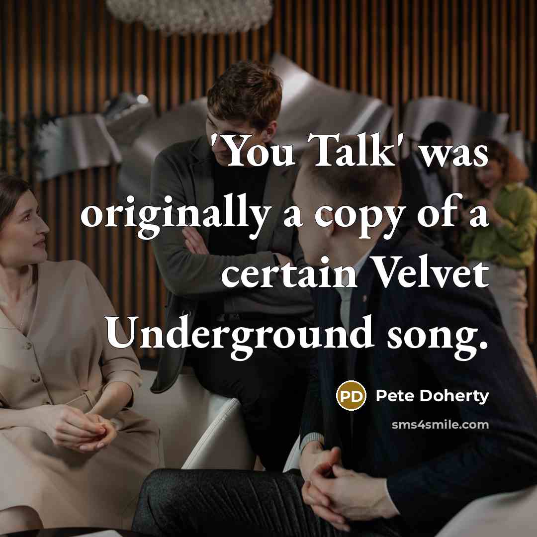 “'You Talk' was originally a copy of a certain Velvet…” quote by Pete Doherty