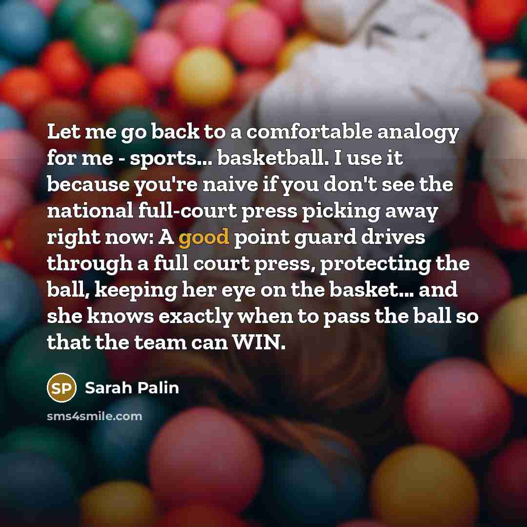 “Let me go back to a comfortable analogy for me…” quote by Sarah Palin