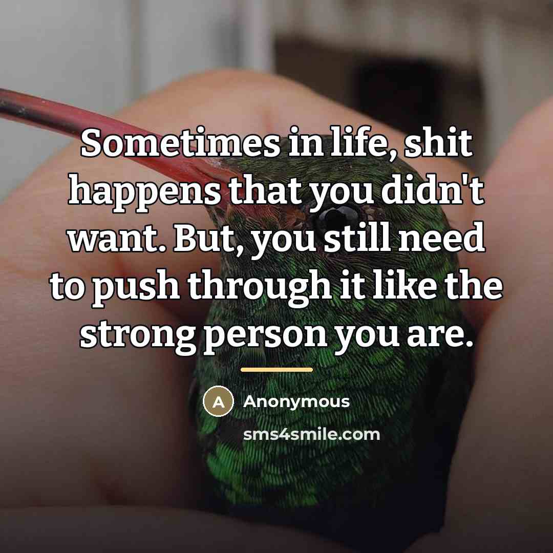“Sometimes in life, shit happens that you didn't want. But,…” quote by Anonymous
