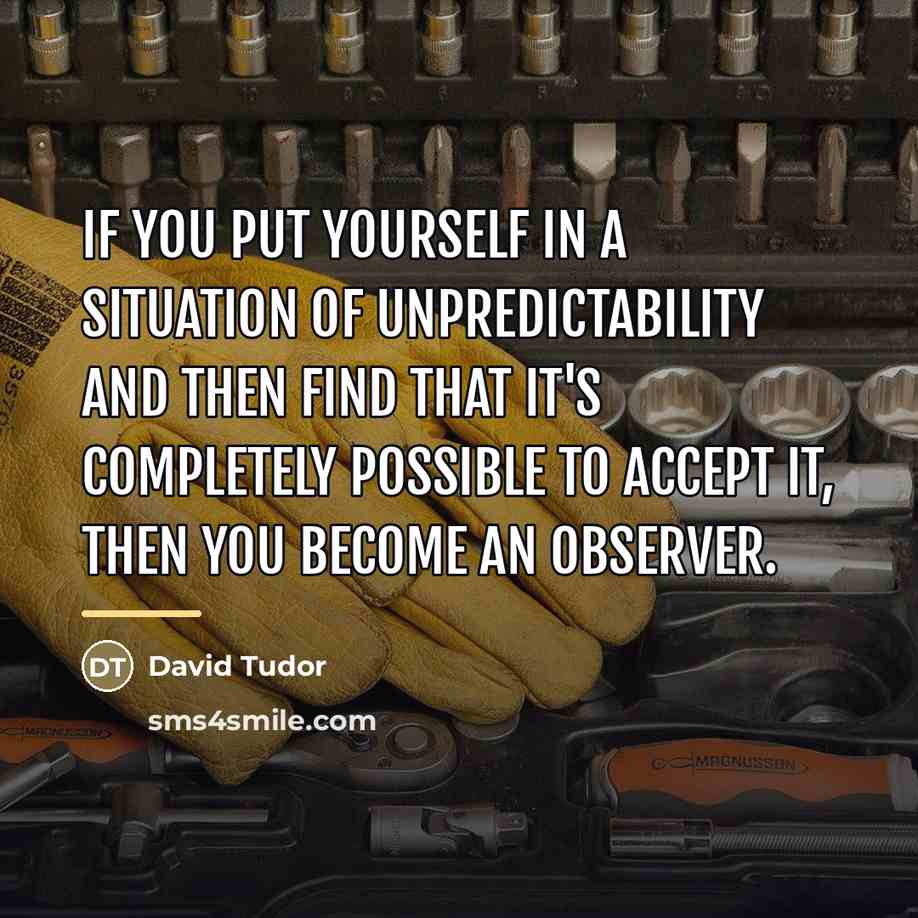 “If you put yourself in a situation of unpredictability and…” quote by David Tudor