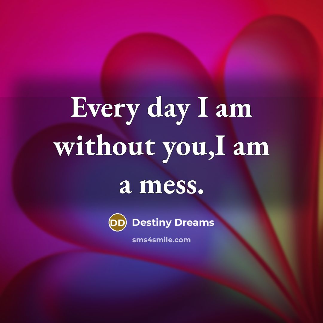 “Every day I am without you,I am a mess.” quote by Destiny Dreams