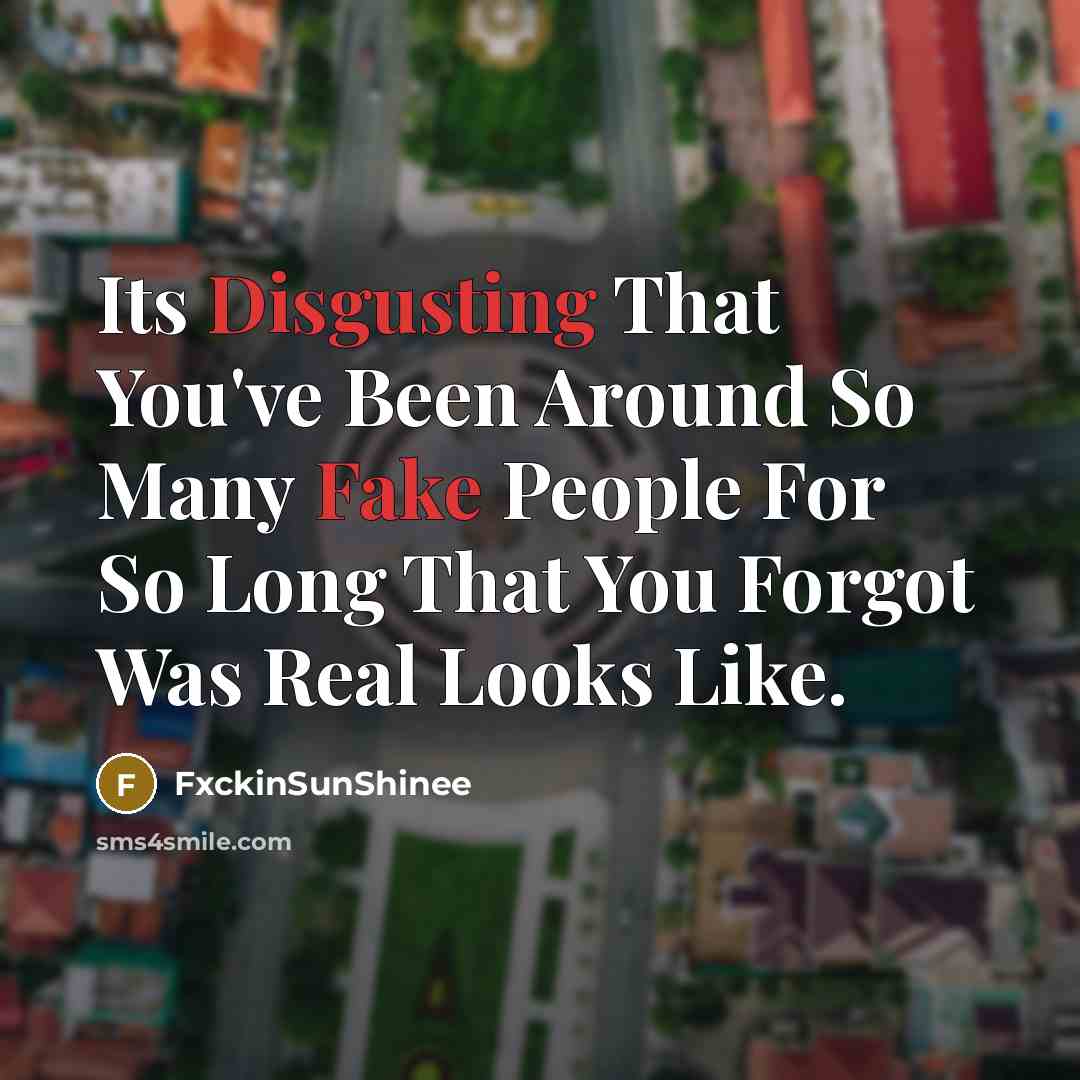 “Its Disgusting That You've Been Around So Many Fake People For So Long That You Forgot Was Real Looks Like.” quote by FxckinSunShinee