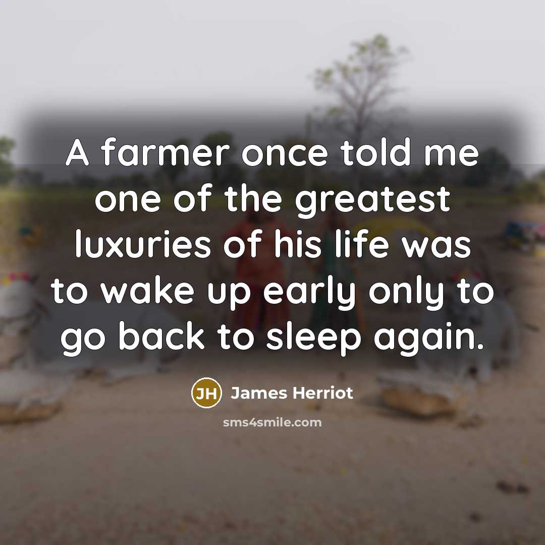 “A farmer once told me one of the greatest luxuries…” quote by James Herriot