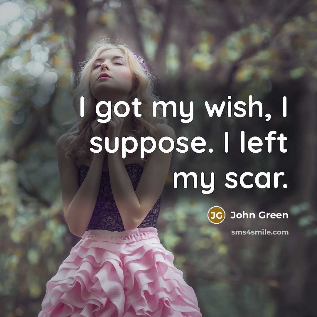 “I got my wish, I suppose. I left my scar.…” quote by John Green