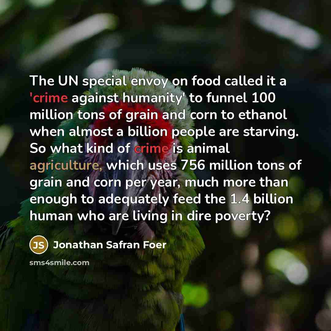 “The UN special envoy on food called it a 'crime…” quote by Jonathan Safran Foer