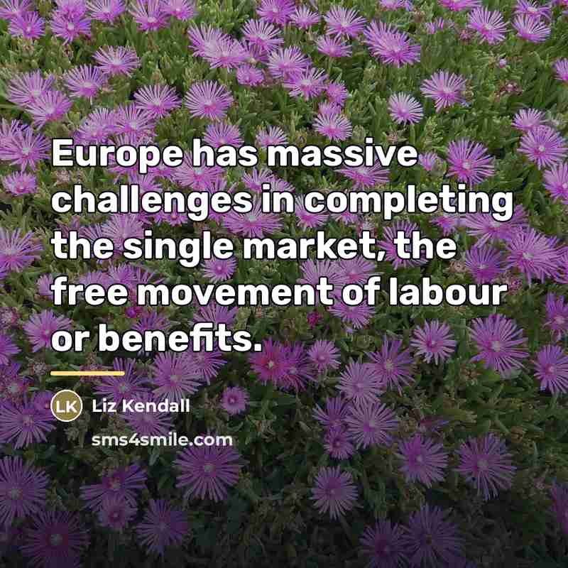 “Europe has massive challenges in completing the single market, the…” quote by Liz Kendall