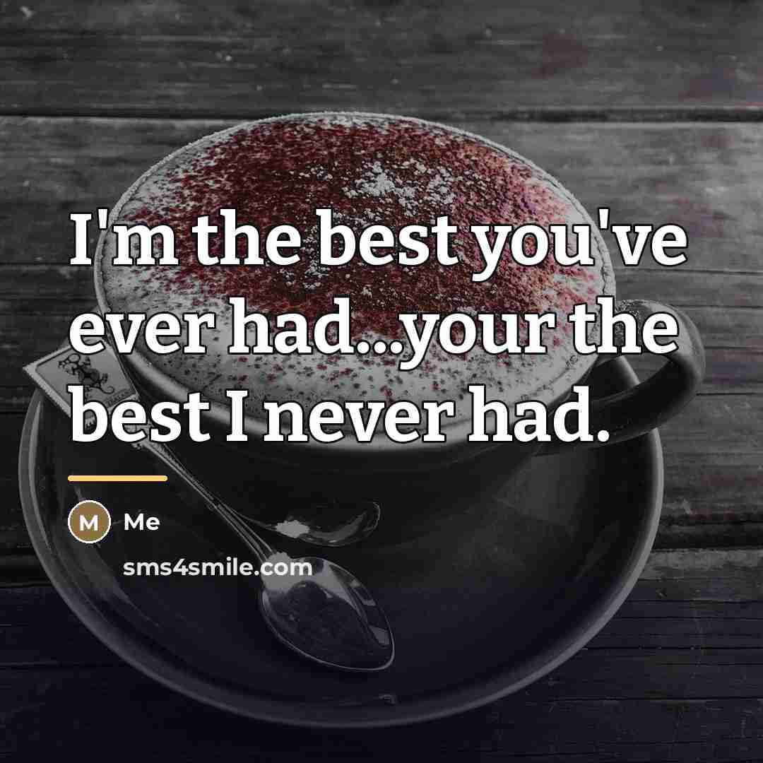 “I'm the best you've ever had...your the best I never…” quote by Me