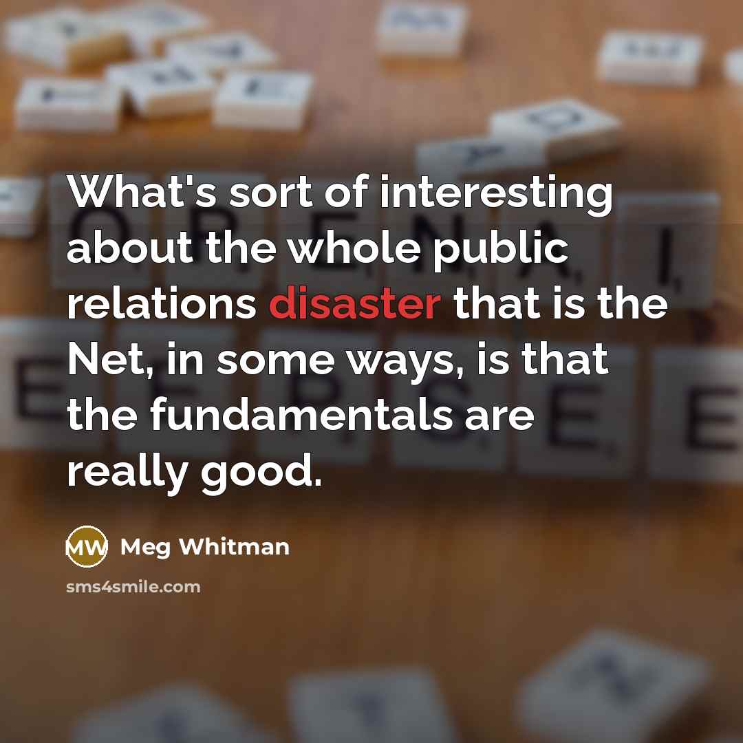 “What's sort of interesting about the whole public relations disaster…” quote by Meg Whitman