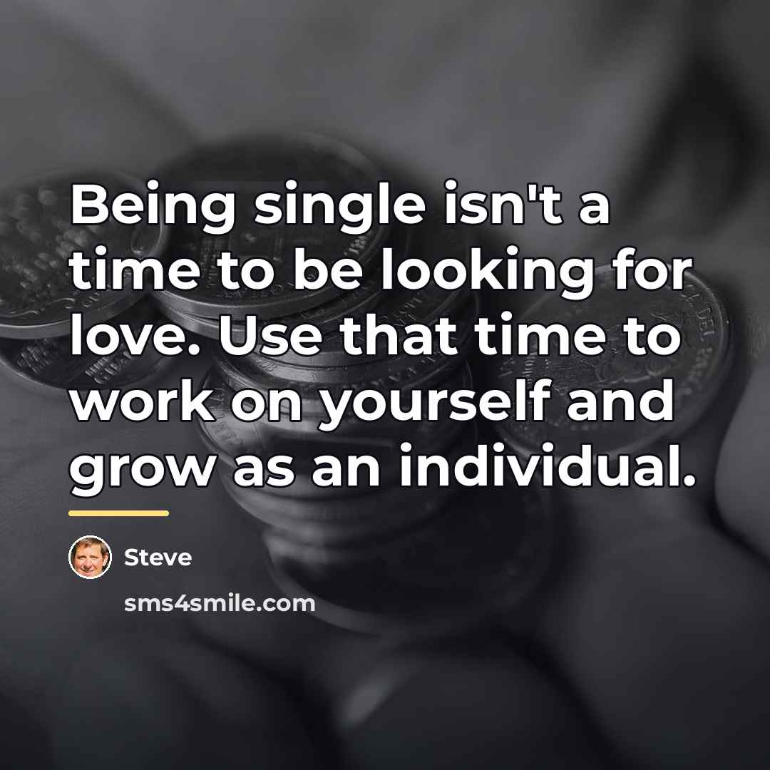 “Being single isn't a time to be looking for love.…” quote by Steve