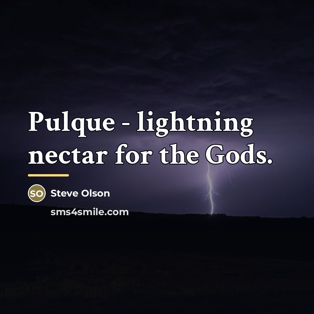 “Pulque - lightning nectar for the Gods.…” quote by Steve Olson
