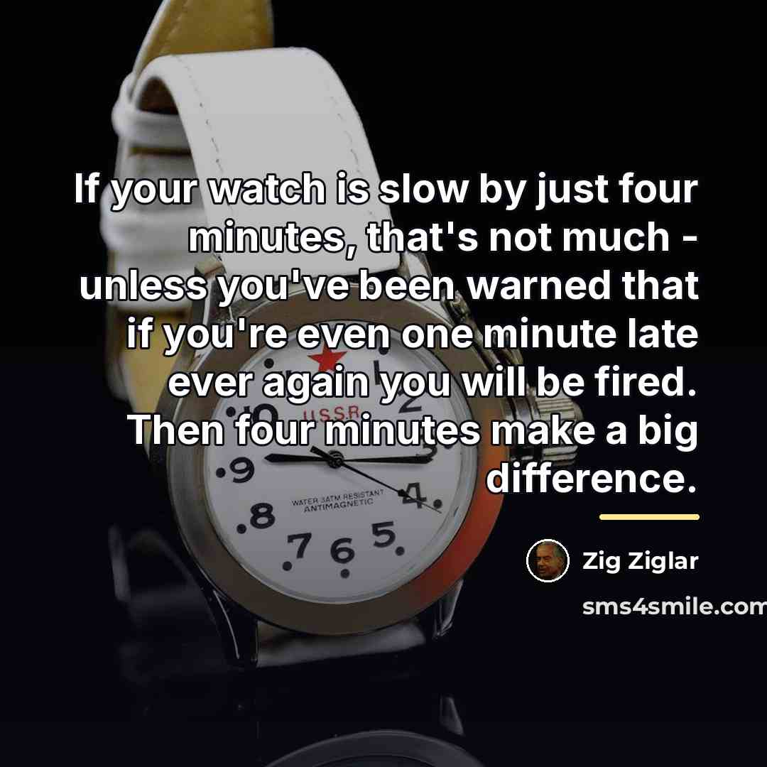 “If your watch is slow by just four minutes, that's…” quote by Zig Ziglar