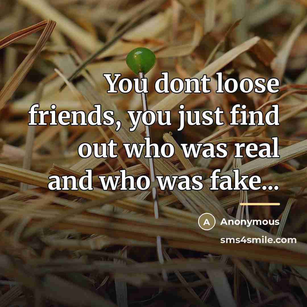 “You dont loose friends, you just find out who was…” quote by Anonymous